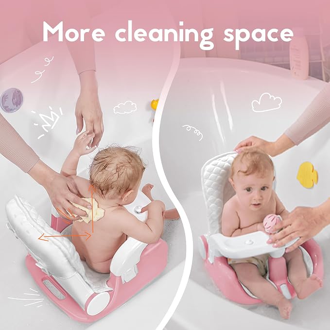 BabyBond Baby Bath Seat with Sitting & Lying 2 Modes, 3-Speed Adjustment - Image 4