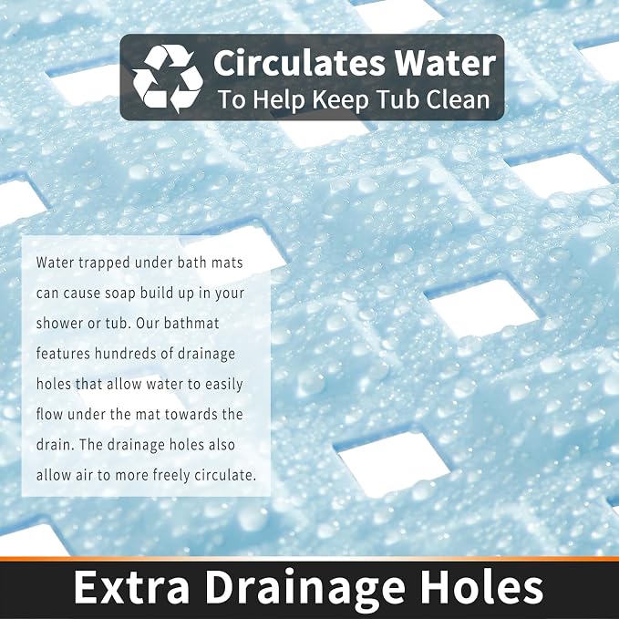 Yimobra Non Slip Bath Mat, Super Strong Suction Cups, 34.5"x15.5"Long Tub Mat - Image 3