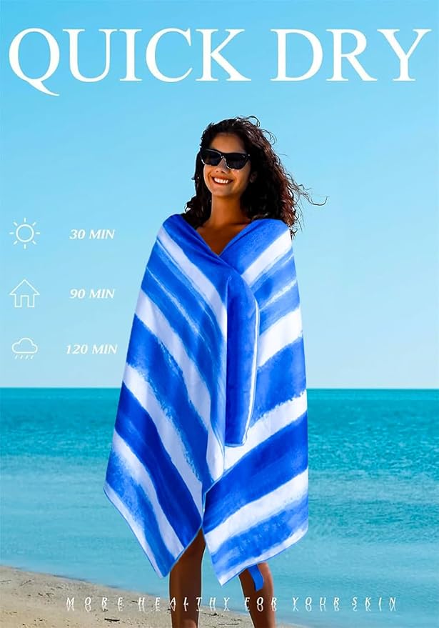 4 Pack Microfiber Lightweight Thin Beach Towel Sand Free Quick Dry Super - Image 6