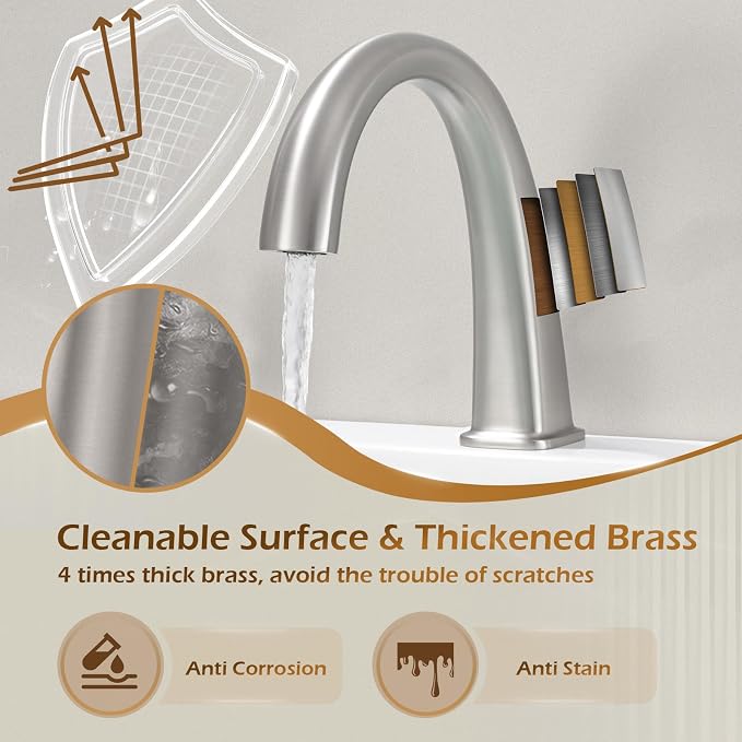 Brass Bathtub Faucet Roman Tub Faucet Gooseneck Tub Filler, Brushed Nickel - Image 3