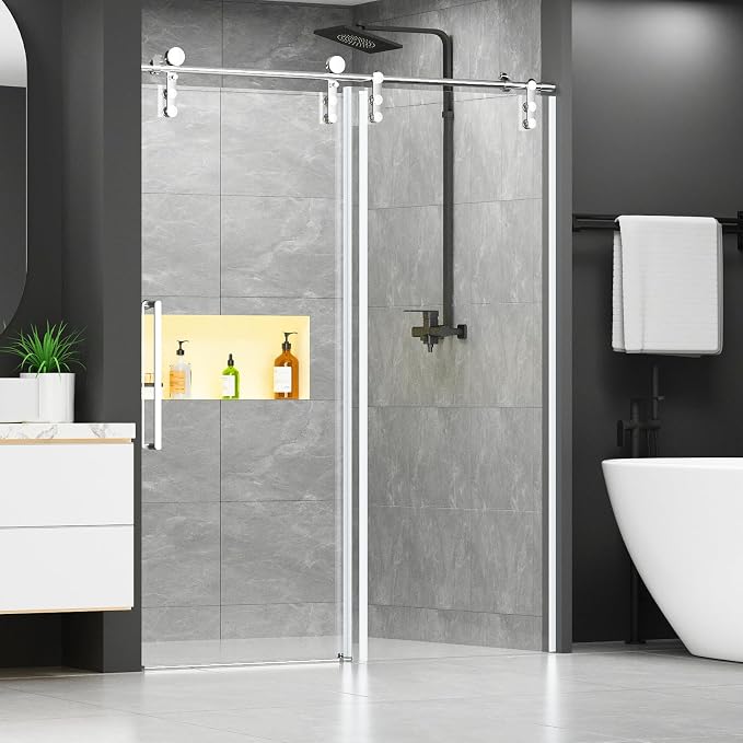 Chabatree Shower Door 60" W x 76" H Frameless Sliding Shower Door, Frameless - Image 7