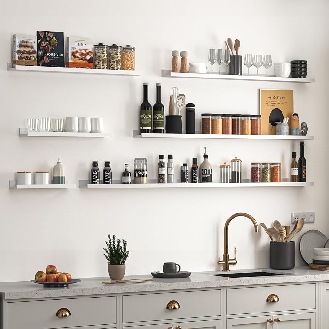 Heimlove Picture Ledge Shelf, Floating Shelves Set of 2, 24 Inches Picture Shelf - Image 6