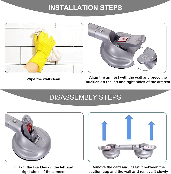 15inch Suction Shower Grab Bar, Portable Shower Handle Bar Suction Grip Bar - Image 4
