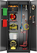 Aobabo Broom Closet Storage Cabinet, Lockable Garage Storage Cabinet by Aobabo