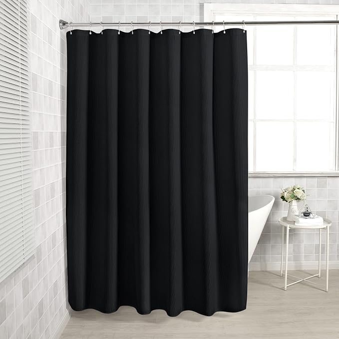 AmazerBath Waffle Shower Curtain, Heavy Duty Fabric Shower Curtains - Image 7
