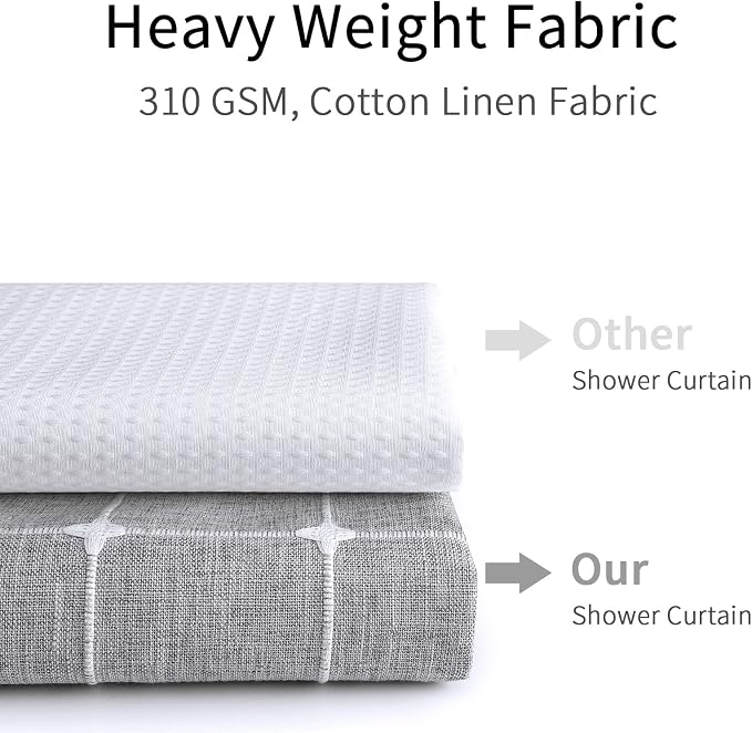 MitoVilla Modern Farmhouse Shower Curtain Set, Vintage Rustic Thick Linen Fabric - Image 8