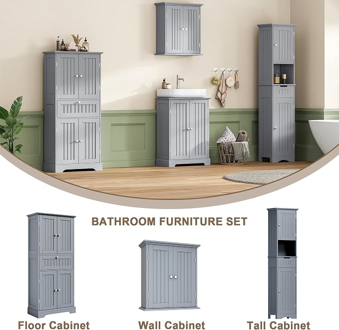 ChooChoo 51" H Tall Bathroom Floor Cabinet, Modern Bathroom Storage Cabinet - Image 5