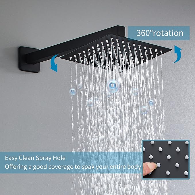 8 Inch Shower System with Tub Spout, Square High Pressure Shower Head, - Image 5