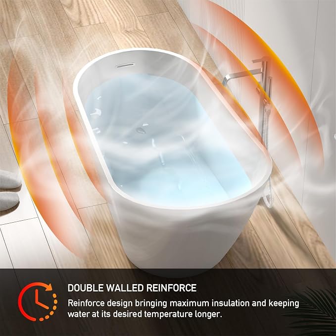 ABRUZZO 59"x27.56" Acrylic Freestanding Bathtub Contemporary Soaking Tub - Image 7