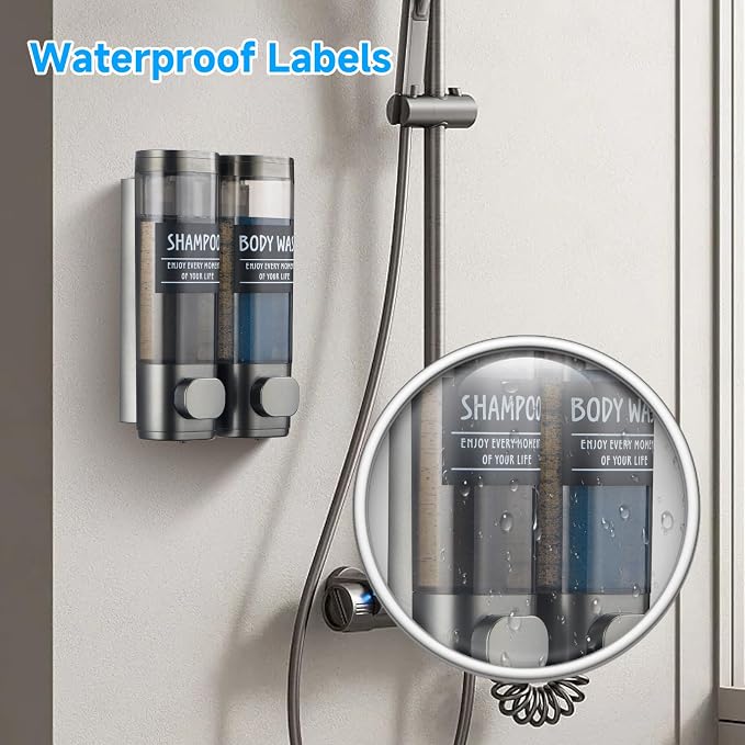 Shampoo and Conditioner Dispenser, GlintGath Shower Dispenser 2 Chamber No - Image 4