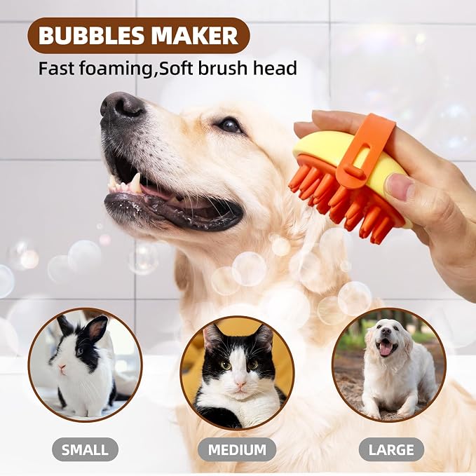 Dog Grooming Brush Set, Includes Scrubber Shower Wash Brush, Dematting Comb - Image 3