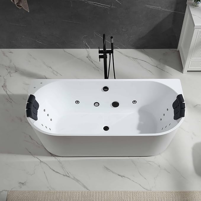 Empava Update Acrylic Whirlpool Bathtub, 71-Inch Freestanding Gracefully Oval - Image 8