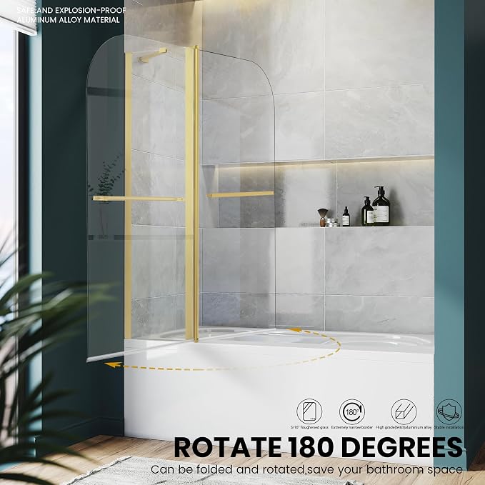 Bathroom Shower Glass Door, Tub Shower Glass Door 43”*58” Screen Panel Tempered - Image 5
