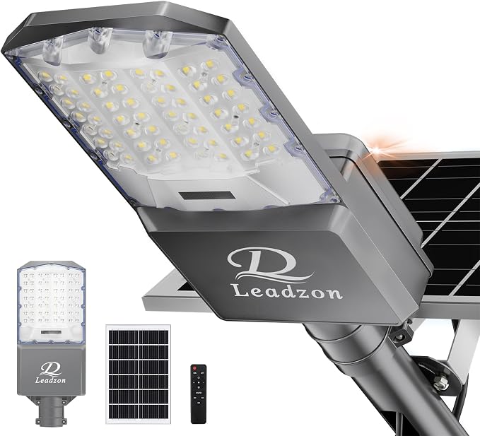 9500w Solar Street Lights Outdoor Waterproof, 450000LM Super Bright LED Beads by Leadzon