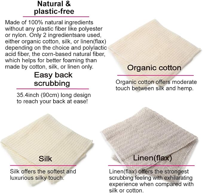 Exfoliating Washcloth Shower Back Scrubber, Natural Loofah - Image 2