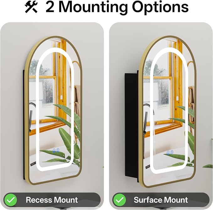 LED Arched Bathroom Medicine Cabinet - Image 5