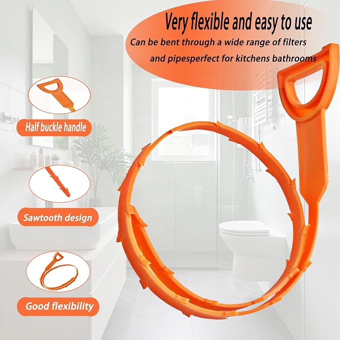 6PCS 25inch Drain Clog Remover Tool, hair clog remover tool, sink snake drain - Image 2