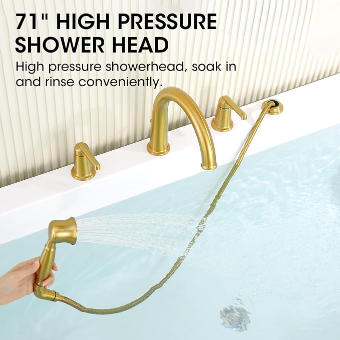 Roman Tub Faucet Set with Hand Shower, KRUZOO Bathtub Faucet Set Trim Kit with - Image 6