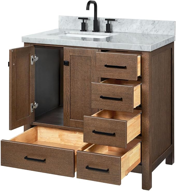 ARIEL Cambridge 37 Inch Single Rectangular Sink Bathroom Vanity - Image 6