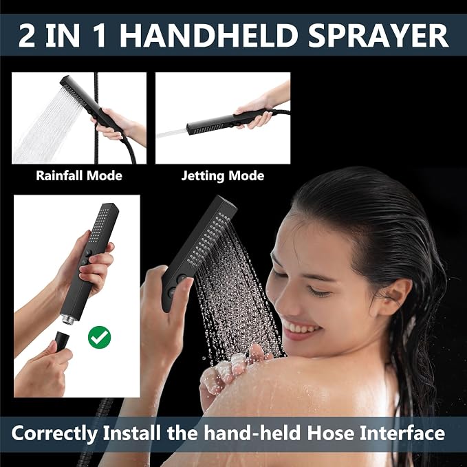 Aolemi Shower Faucet Set Ceiling Mount Shower System Rough-in Valve and Shower - Image 3