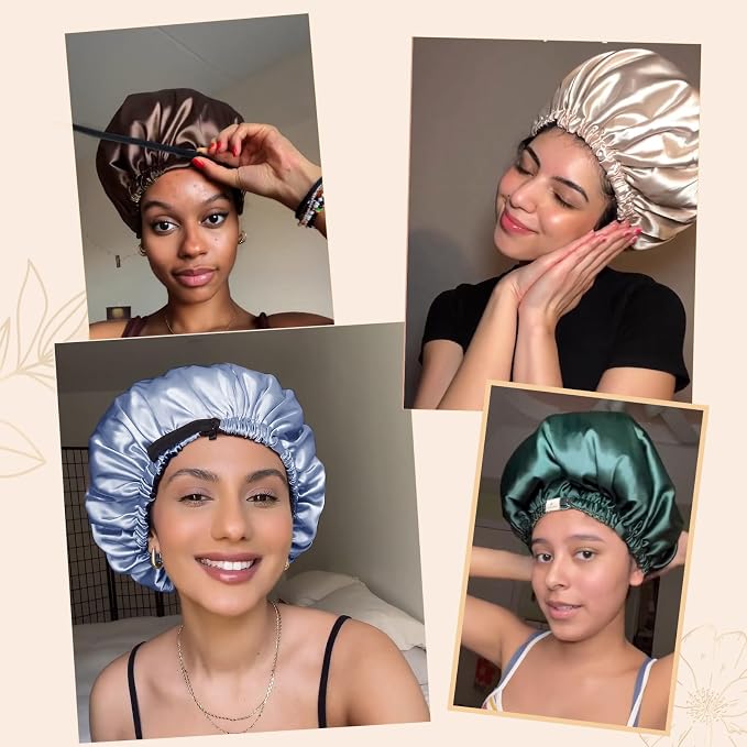 YANIBEST Adjustable Satin Bonnet Double Layer Hair Bonnet - Image 6