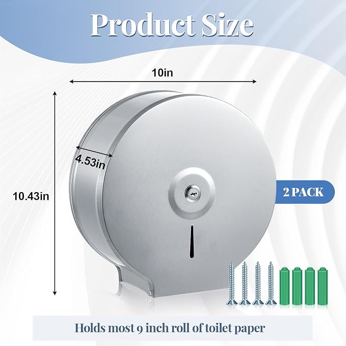 Mifoci 2 Pcs Industrial Toilet Paper Holder Commercial Roll Dispenser Wall - Image 2