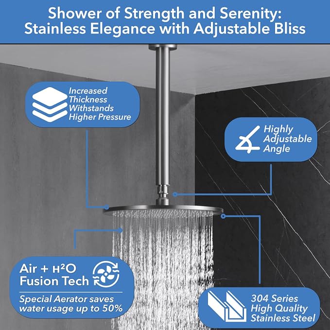 VANFOXLE Shower Faucet Set Brushed Nickel Shower System, Push Button Diverter - Image 3