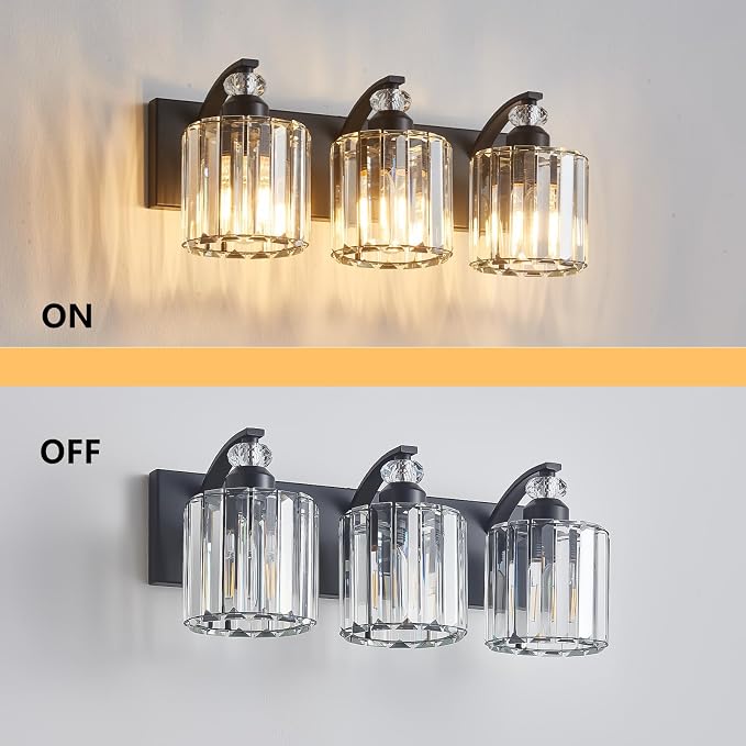 3-Light Black Bathroom Light Fixture Modern Vanity Lights Over Mirror Vintage - Image 5