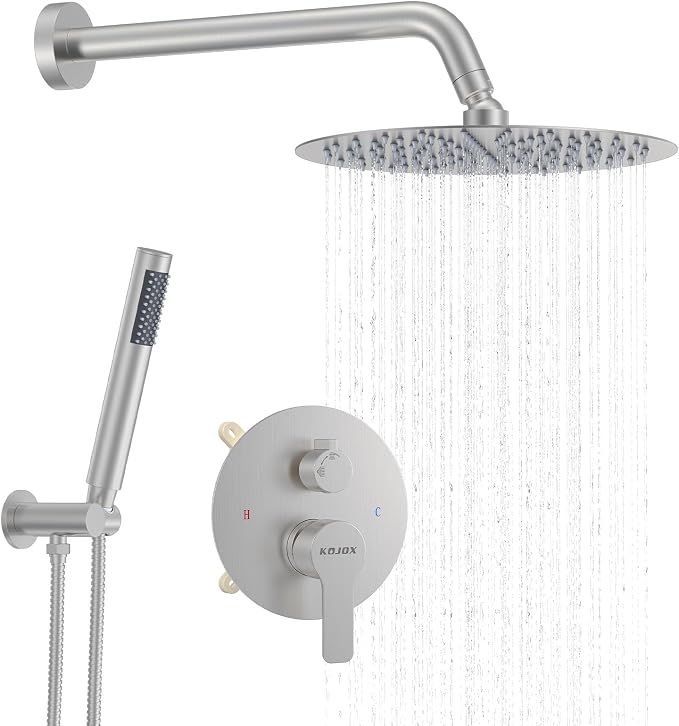 12-Inch Brushed Nickel Shower System: Ultimate High-Pressure Experience by KOJOXSANITARY