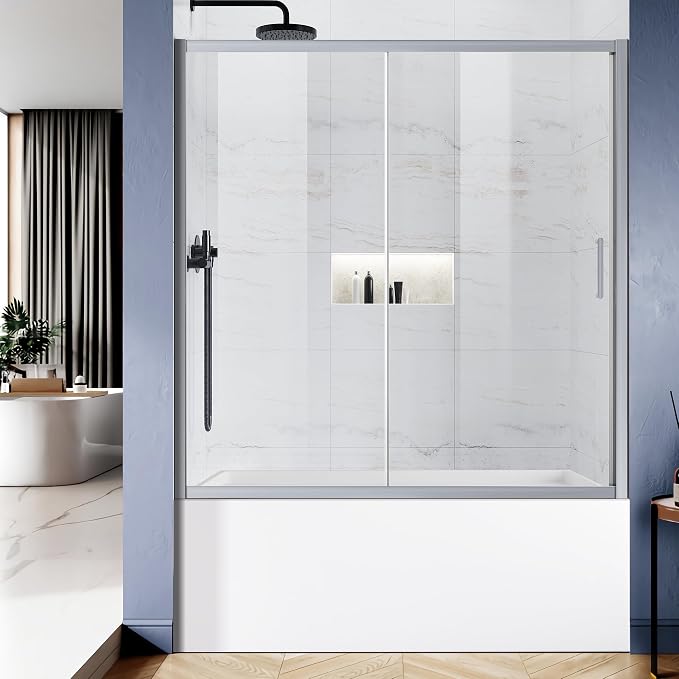 Bathtub Shower Glass Door 57"-59" W*60" H, Single Sliding Shower Doors - Image 4