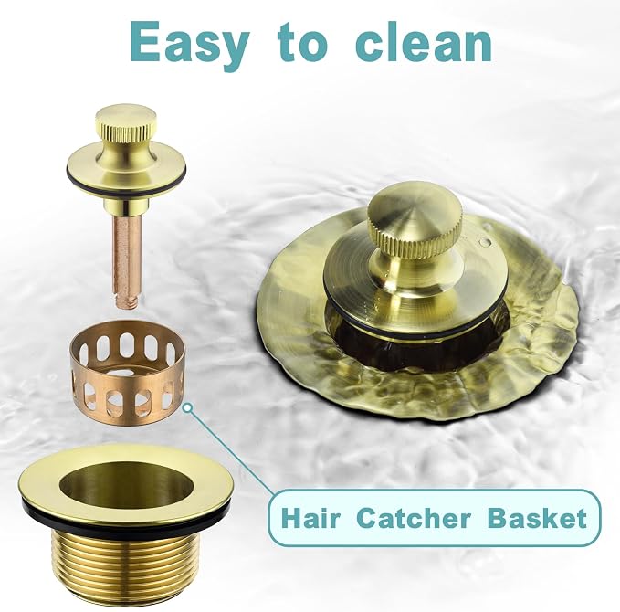 BESTILL Bathtub Drain Kit and Overflow Faceplate, Brushed Gold - Image 4