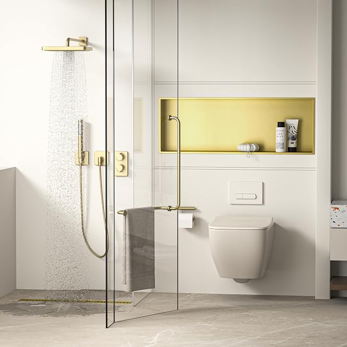 Stainless Steel Shower Niche 36" X 12" Gold No Tile Needed Niche Shower - Image 2