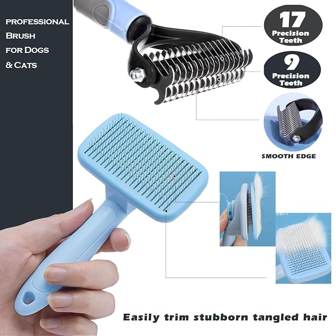 2PCS pet hair removal comb & Dog Brushes & cat brushes & Pet Grooming Rake & - Image 2