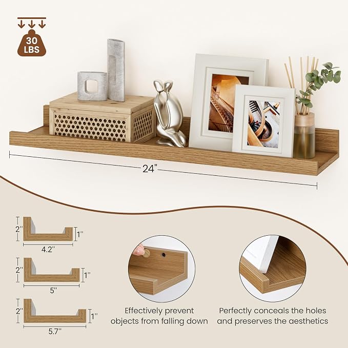 Heimlove Floating Shelves Set of 6, Display Shelf Organizer - Image 2