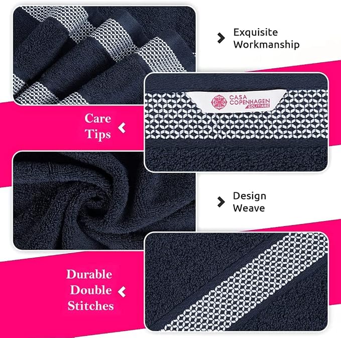 CASA COPENHAGEN Solitaire Mix 6 Pieces Towel Set- Navy Blue + Grey Violet - Image 6