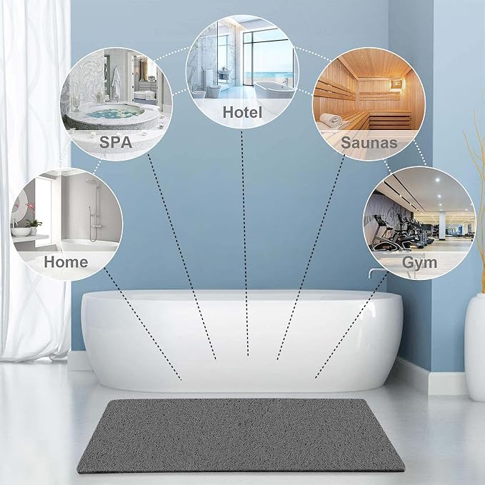 godehone Shower Mats Non Slip Without Suction Cups, PVC Loofah Bathroom Mats - Image 6