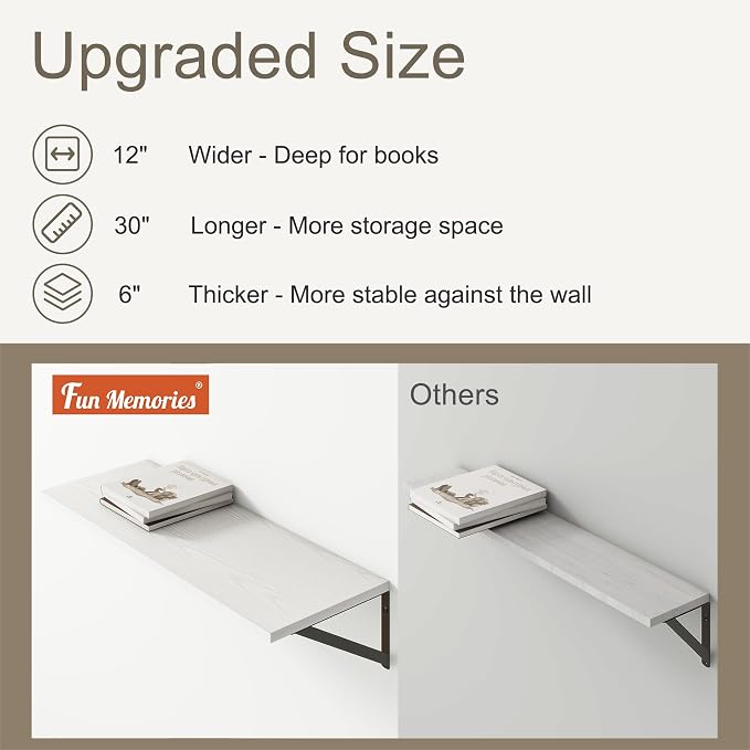 12 Inch Deep Floating Shelves, 30W x 12D Wall Shelves - Image 4