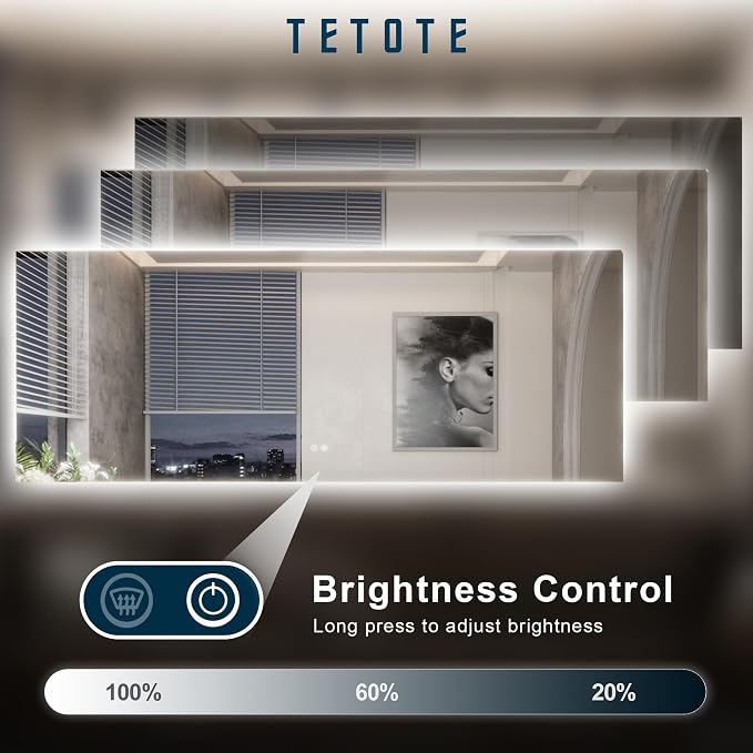 TETOTE 84 x 32 Inch LED Backlit Bathroom Mirror - Image 4
