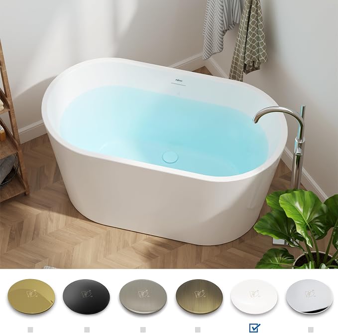 FerdY Shangri-La 47" Acrylic Freestanding Bathtub, Small Classic Oval Shape - Image 3
