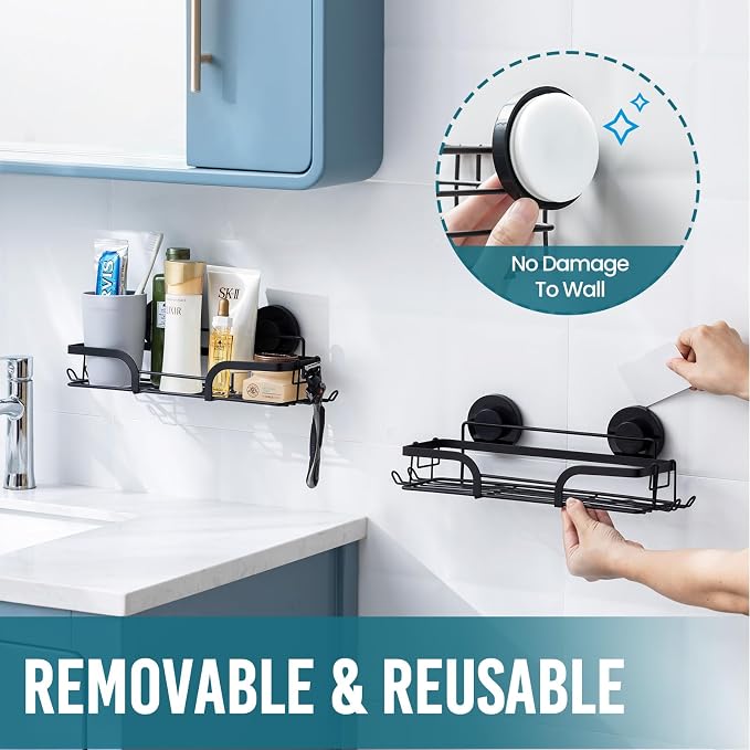 TAILI Shower Caddy Suction Cup 2 Pack, Heavy Duty Bathroom Basket, Bath Shelves - Image 9