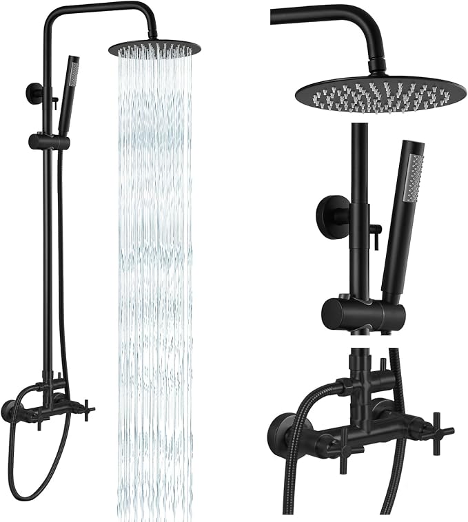 gotonovo Outdoor Shower Fixtures SUS304 Stainless Steel Rain Shower Kit Faucet by HOME
