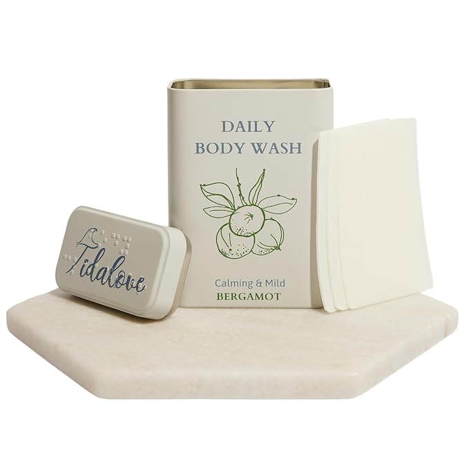 Body Wash Sheets in Tin, Zero Waste, Paraben-Free, Cruelty-Free, TSA-Friendly by Tidalove