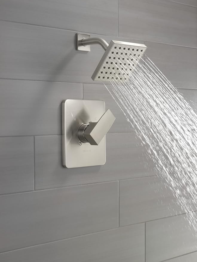 Delta Modern 14 Series Shower Faucet Set, Brushed Nickel Shower Head and Handle - Image 2