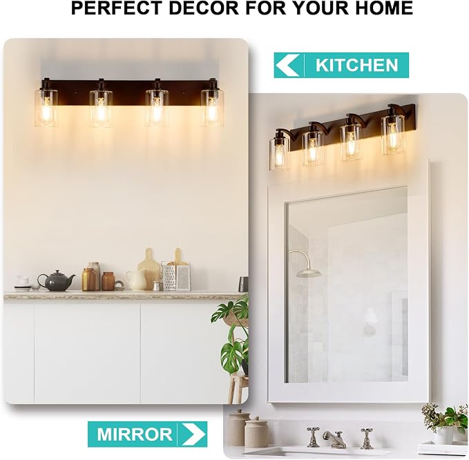 4-Light Bathroom Light Fixtures Modern ORB Vanity Lights - Image 7