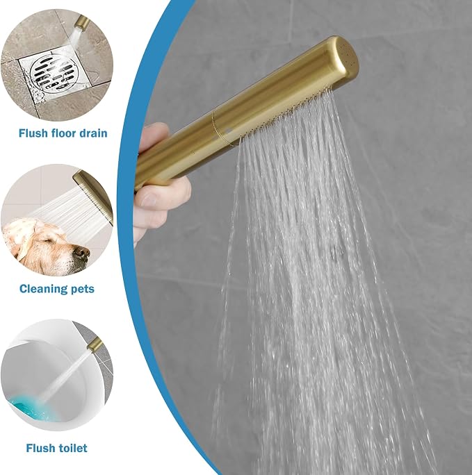 RUMOSE Tub Filler Freestanding Bathtub Faucet Brushed Gold Floor Mount Tub - Image 5