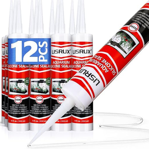 12 Pack Aquarium Silicone Clear Sealant, High Elasticity, Safe by Unknown