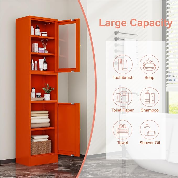 Metal Bathroom Storage Cabinet, Slim Metal Locker - Image 5
