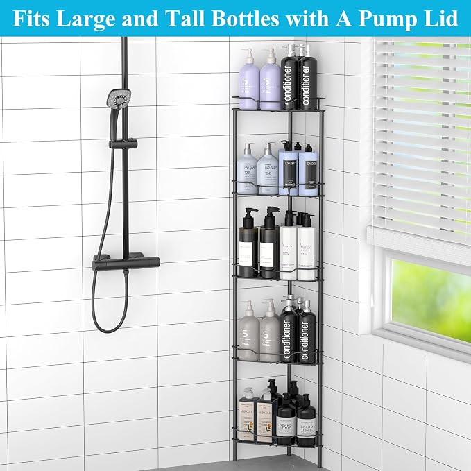 5 Tier Floor Standing Corner Shower Caddy Organizer Shelf - Image 4