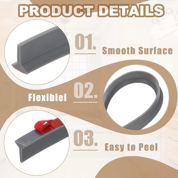 PATIKIL 79 Inch Collapsible Shower Threshold Water Dam Guard, Shower Stopper - Image 3