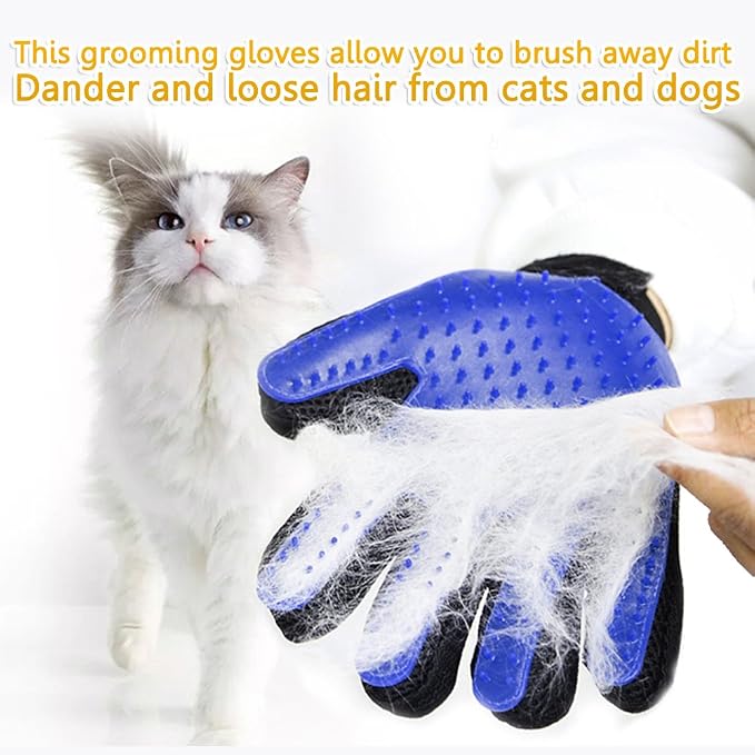 1 Pair Pet Grooming Glove, Gentle Deshedding Brush Glove Hair Remover Brush - Image 4